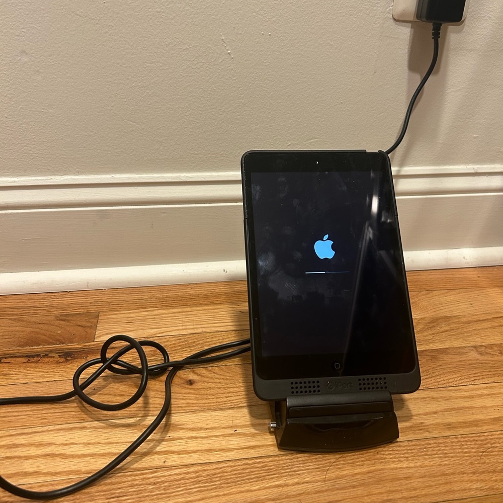Apple iPad Mini in Classic Black with iport case, dock, charger